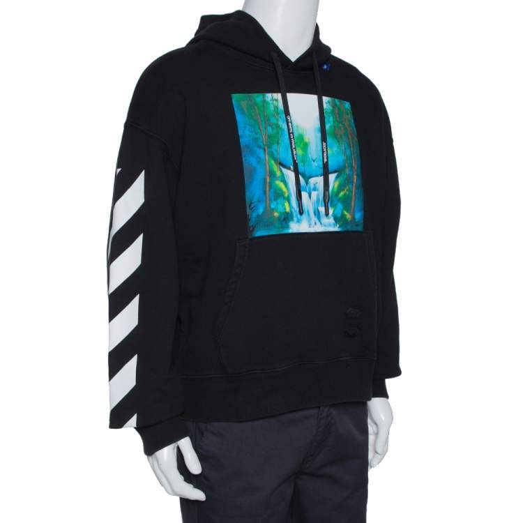 desinficere Ray mærke navn Off-White Black Diag Waterfall Print Cotton Hoodie M Off-White | TLC