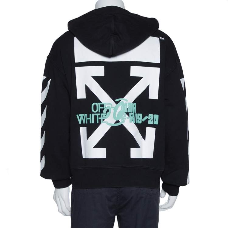 Pre Owned Off-White Black Diag Waterfall Print Cotton Hoodie M