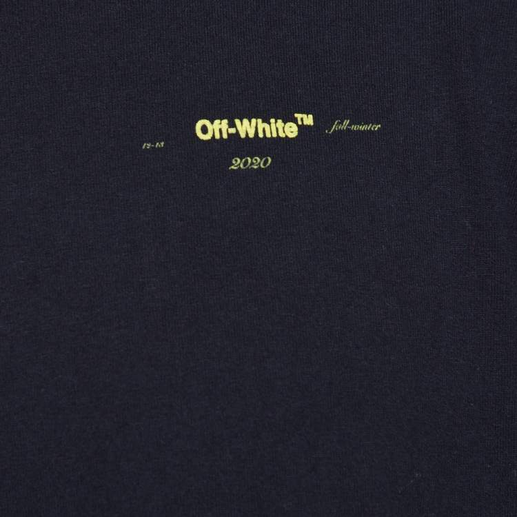 Pre Owned Off-White Black Cotton Back Logo Print Oversized T Shirt XS 