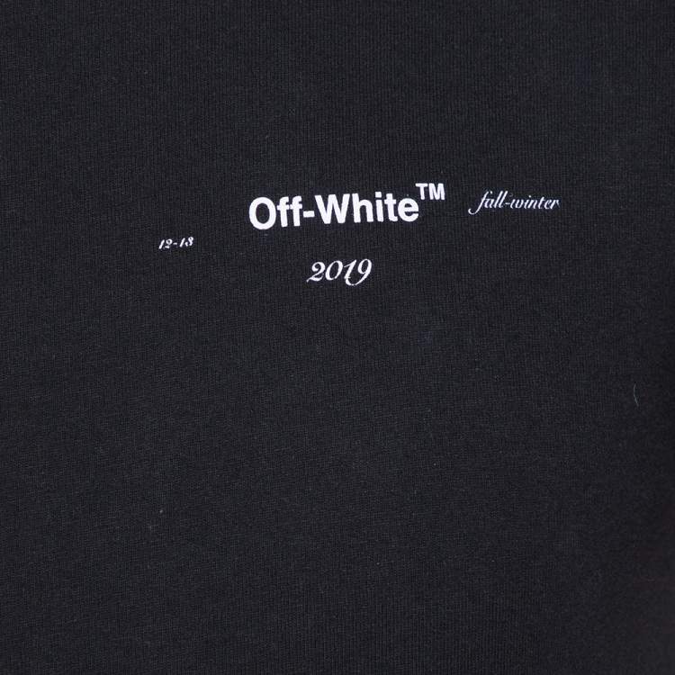 Pre Owned Off-White Black Logo Print Cotton Crew Neck T-Shirt S