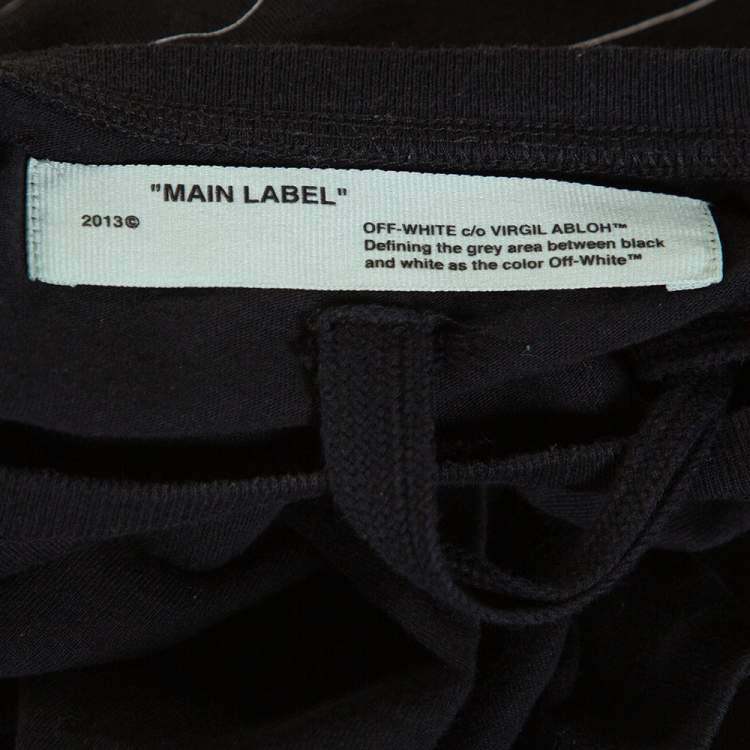 Pre Owned Off-White Black Logo Print Cotton Crew Neck T-Shirt S