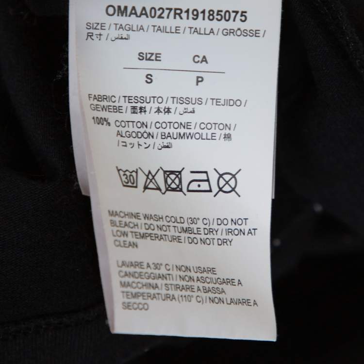 Pre Owned Off-White Black Logo Print Cotton Crew Neck T-Shirt S