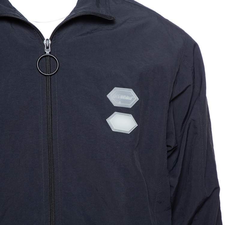 Pre Owned Off-White Black Logo Detail Zip Front Track Jacket L