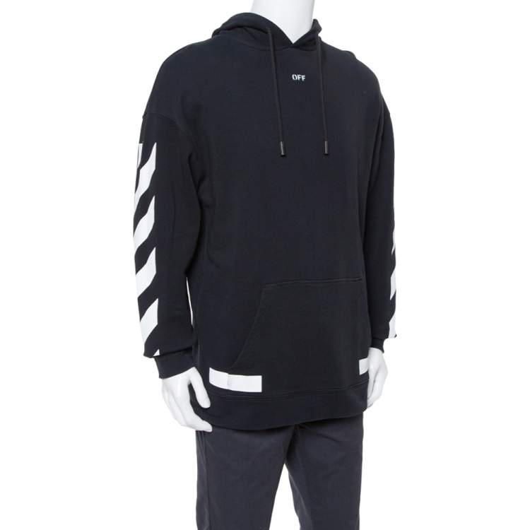 Adskille Mangle Emuler Off-White Black Diagonals Print Cotton 'Seeing Things' Oversized Hoodie XS  Off-White | TLC