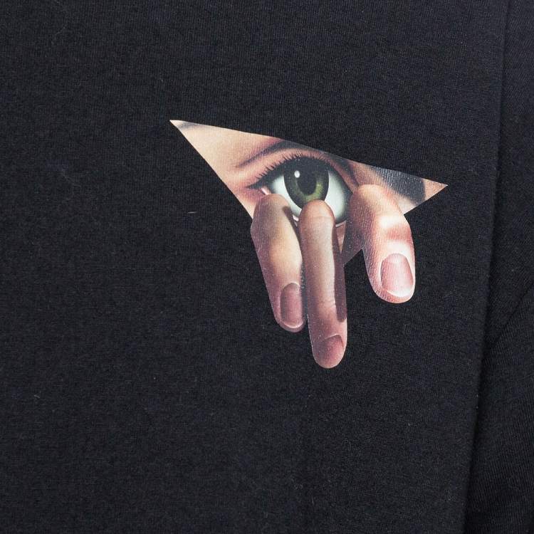 Pre Owned Off-White Black Eyes Print Cotton Crew Neck T-Shirt XXL