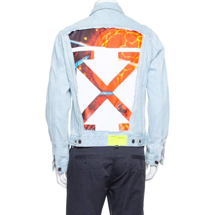 Pre Owned Off-White Light Blue Denim Toned Effect Layered Jacket L