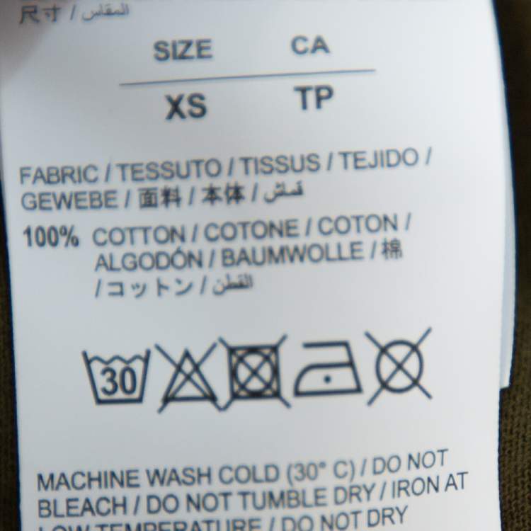 Pre Owned Off White Green Printed Cotton Oversized T Shirt XS