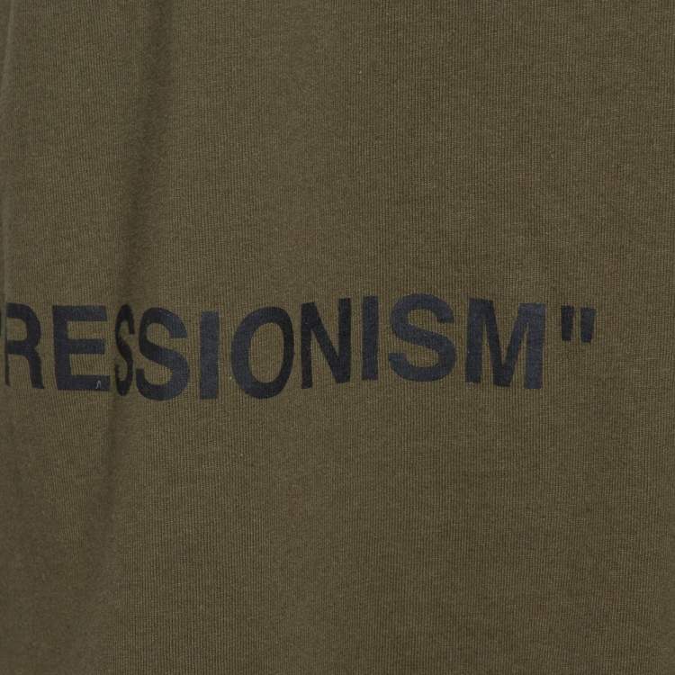 Pre Owned Off White Green Printed Cotton Oversized T Shirt XS