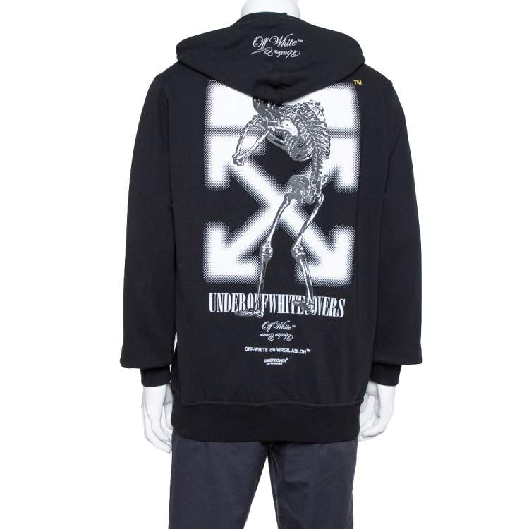 Pre Owned Off-White X Undercover Black Logo Printed Cotton Hoodie M