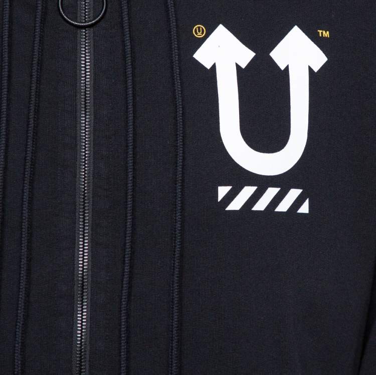 Pre Owned Off-White X Undercover Black Logo Printed Cotton Hoodie M