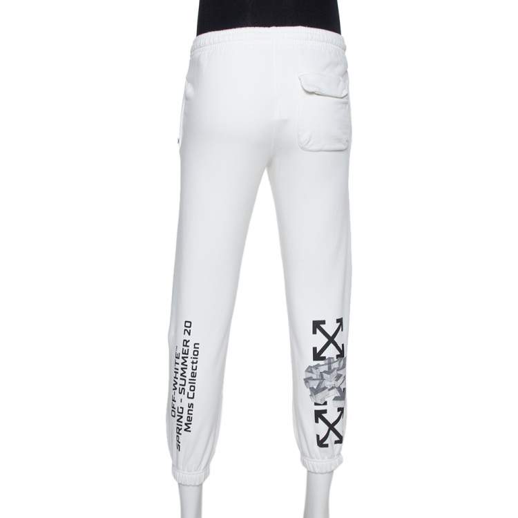 Pre Owned OFF-White  White Logo Printed Cotton Joggers S