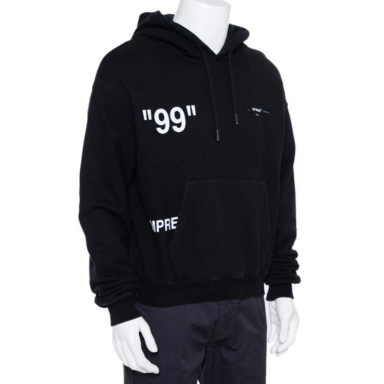 Off-White Football-print cotton hoodie - Black