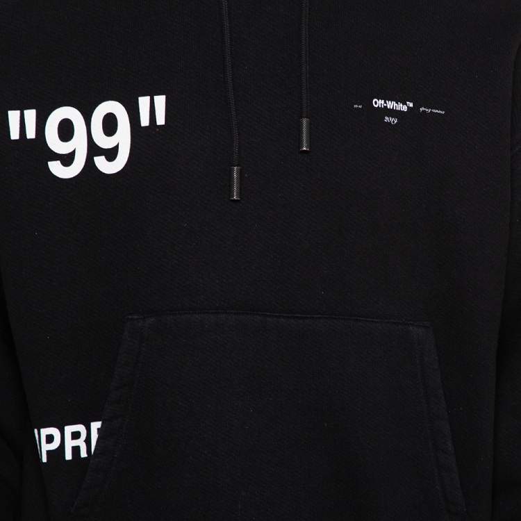 Pre Owned Off-White Black Cotton Ice Man Print Hoodie S