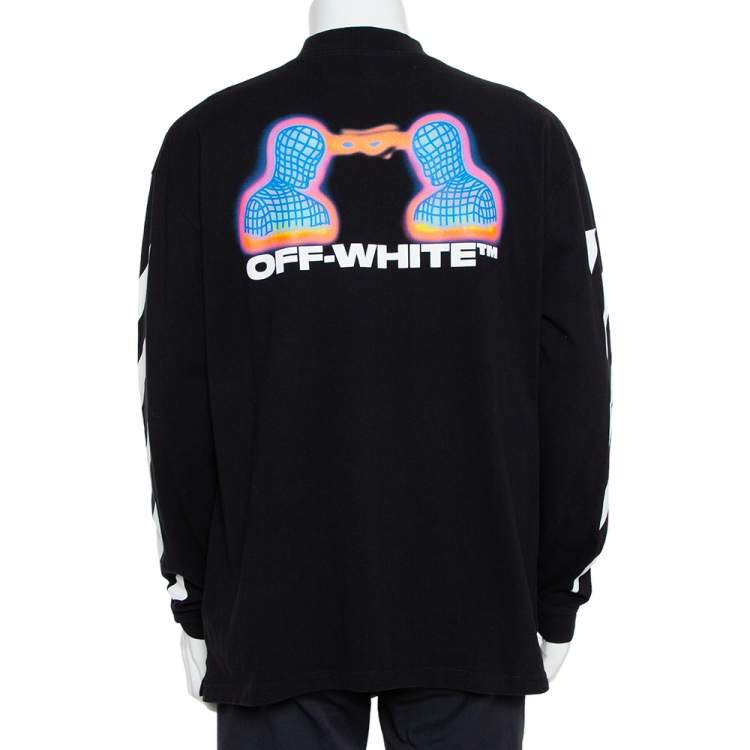 Pre Owned Off-White Black Cotton Diag Thermo Crewneck Sweatshirt S
