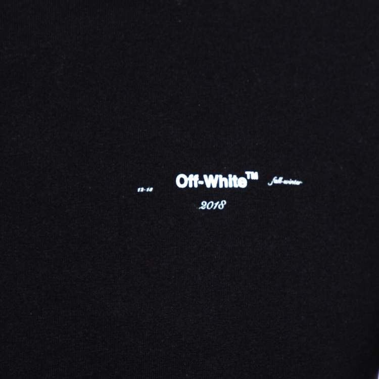 Pre Owned Off-White Black Printed Cotton Long Sleeve Crewneck T-Shirt S