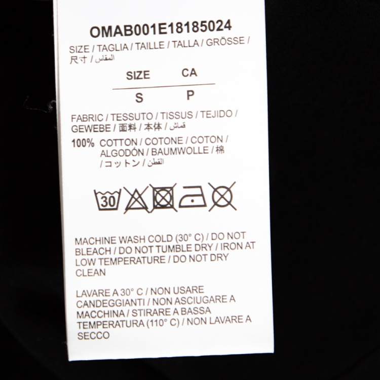 Pre Owned Off-White Black Printed Cotton Long Sleeve Crewneck T-Shirt S