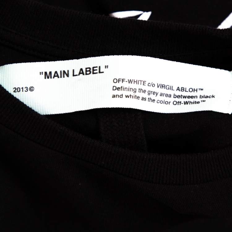 Pre Owned Off-White Black Printed Cotton Long Sleeve Crewneck T-Shirt S