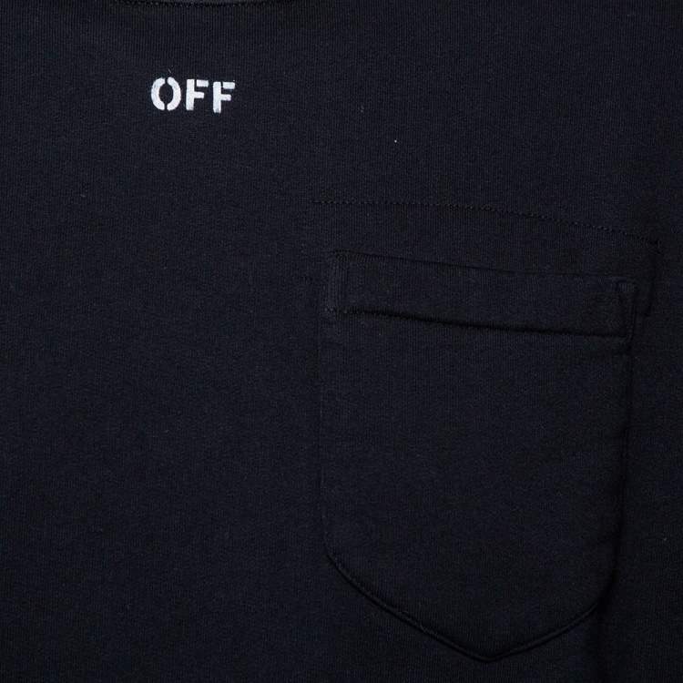 Pre Owned Off-White Black Cotton Temperature Logo Printed Oversized Crewneck Sweatshirt S