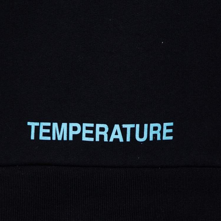 Pre Owned Off-White Black Cotton Temperature Logo Printed Oversized Crewneck Sweatshirt S
