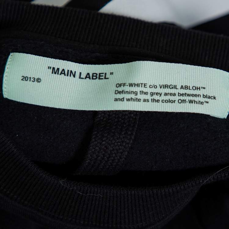 Pre Owned Off-White Black Cotton Temperature Logo Printed Oversized Crewneck Sweatshirt S