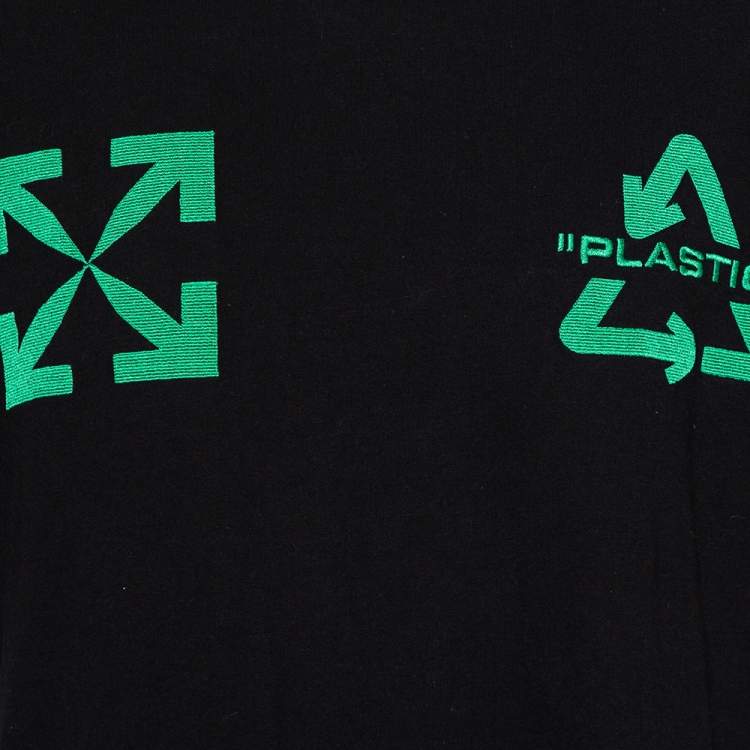 Pre Owned Off-White Black Cotton Universal Key Embroidered Crewneck Oversized T-Shirt S