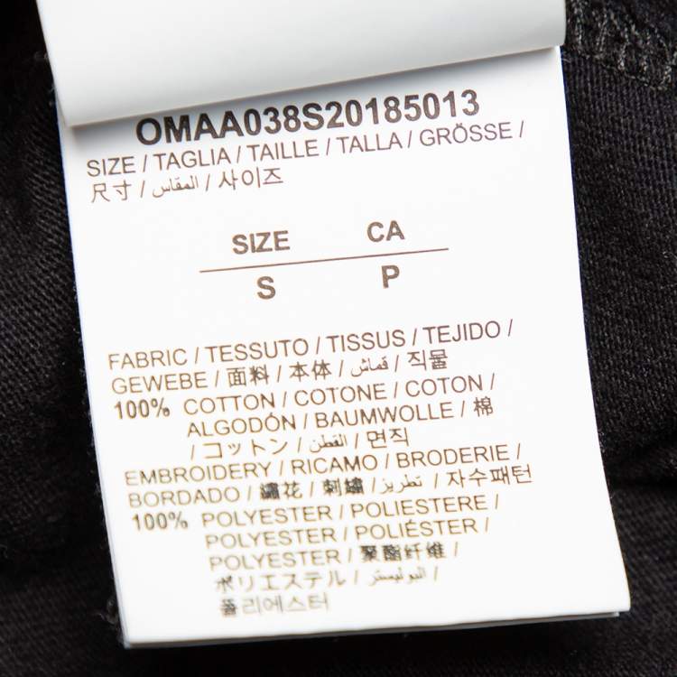 Pre Owned Off-White Black Cotton Universal Key Embroidered Crewneck Oversized T-Shirt S