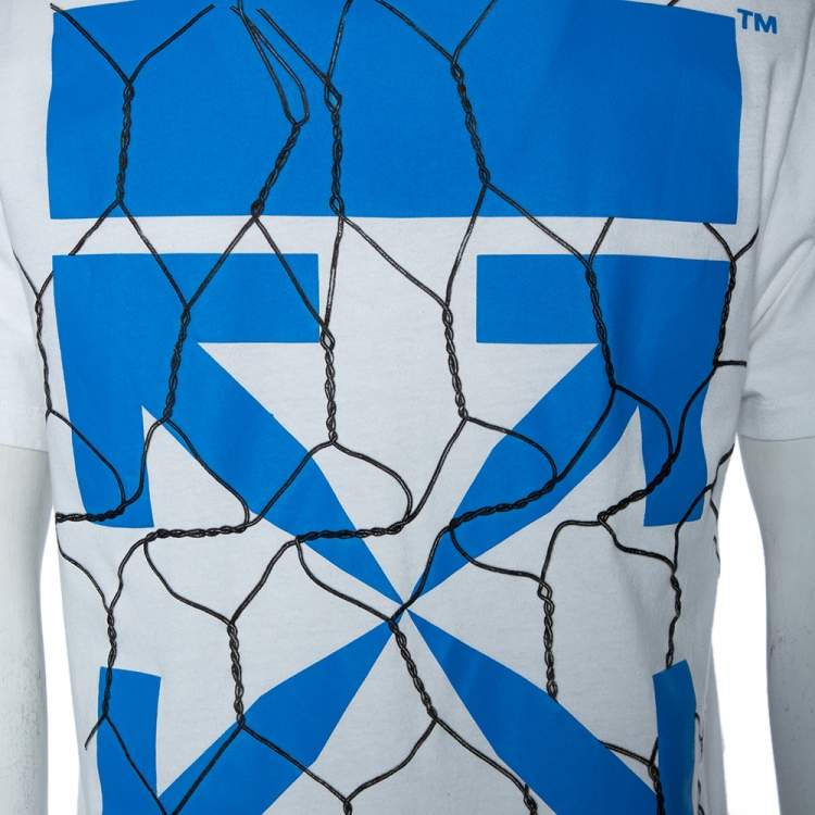 Pre Owned Off White Cotton Fence Oversized Crew Neck T-Shirt M