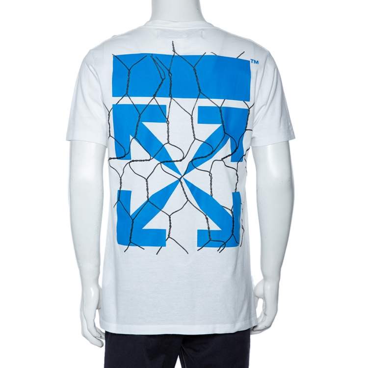 Pre Owned Off White Cotton Fence Oversized Crew Neck T-Shirt M