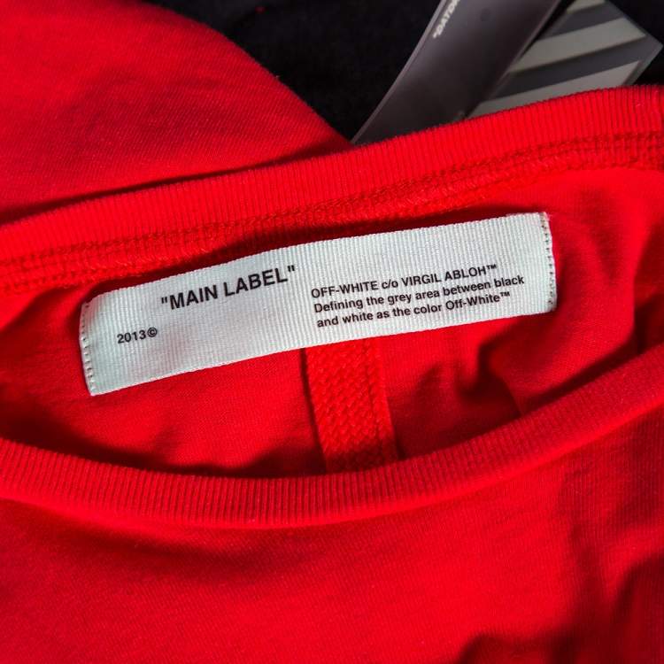 Pre Owned Off-White Red Cotton Monalisa Printed Long Sleeve T-Shirt S