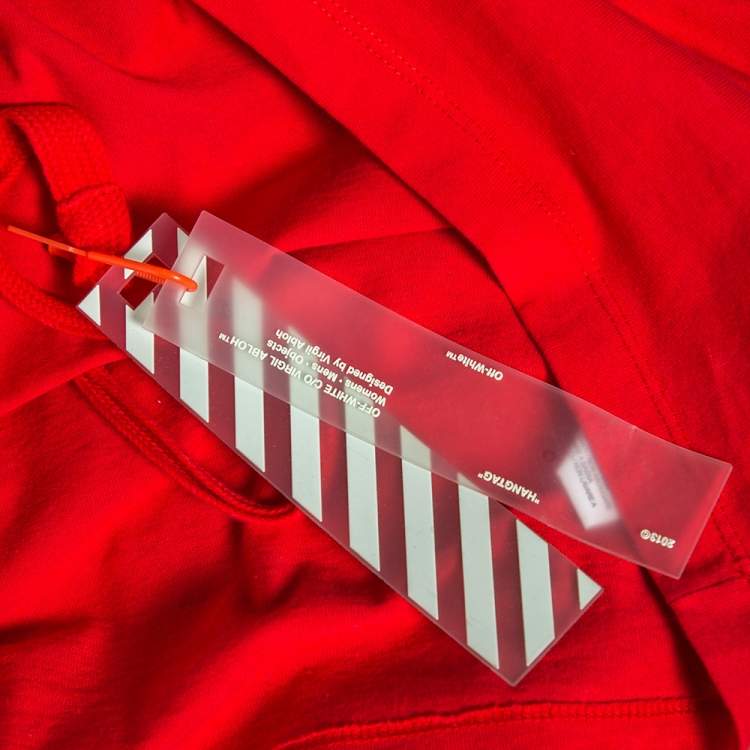 Pre Owned Off-White Red Cotton Monalisa Printed Long Sleeve T-Shirt S