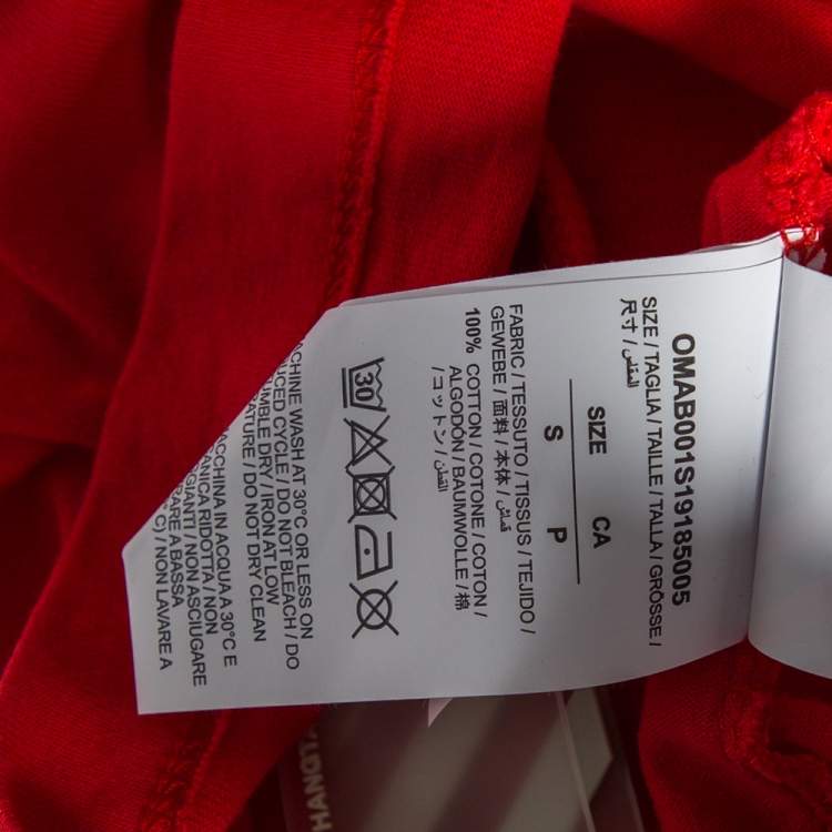 Pre Owned Off-White Red Cotton Monalisa Printed Long Sleeve T-Shirt S