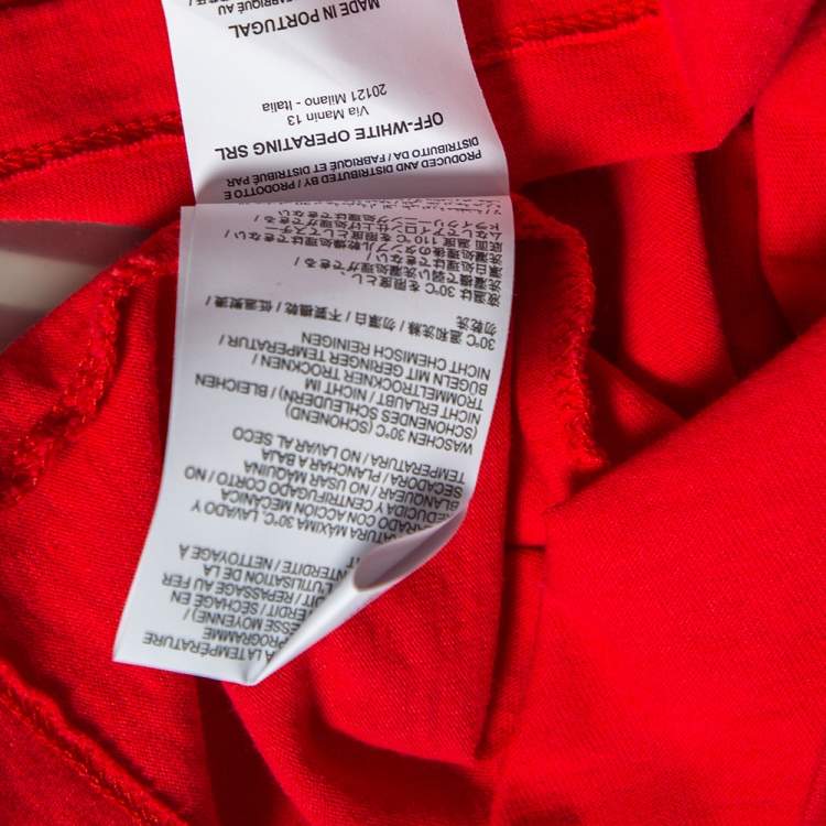 Pre Owned Off-White Red Cotton Monalisa Printed Long Sleeve T-Shirt S