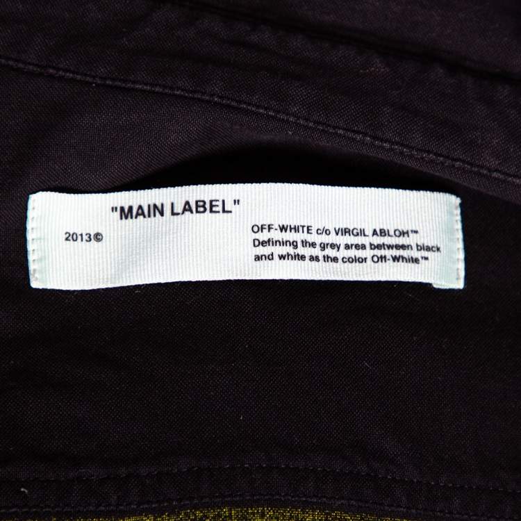 Pre Owned Off-White Black Cotton Firetape Printed Button Front Oversized Shirt L