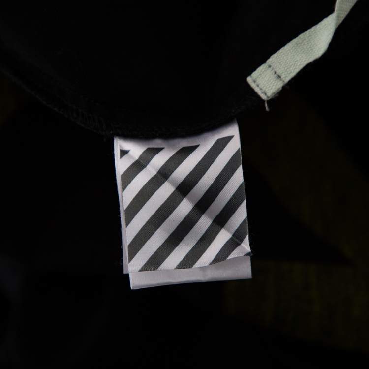 Pre Owned Off-White Black Cotton Firetape Printed Button Front Oversized Shirt L