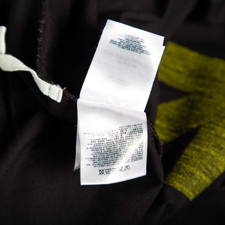 Pre Owned Off-White Black Cotton Firetape Printed Button Front Oversized Shirt L