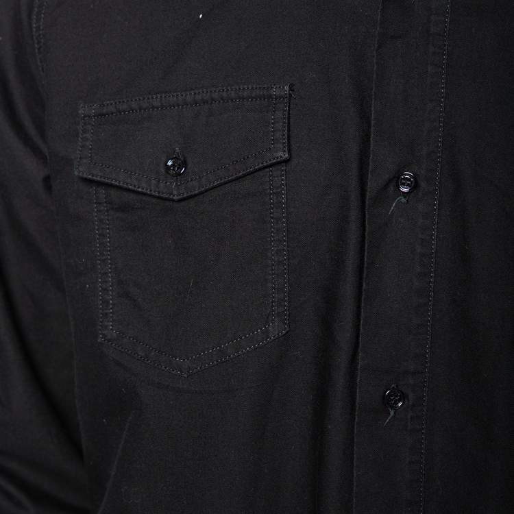Pre Owned Off-White Black Cotton Firetape Printed Button Front Oversized Shirt L