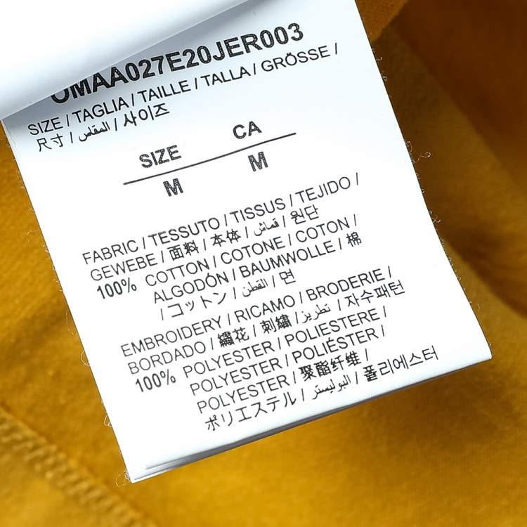 Pre Owned Off-White Yellow Cotton Logo Worker Embroidered Crewneck T-Shirt M