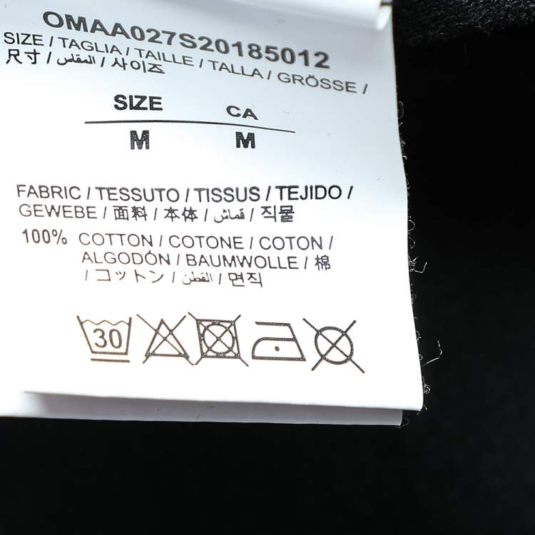 Pre Owned Off-White Black Logo Printed Cotton Crewneck T-Shirt M