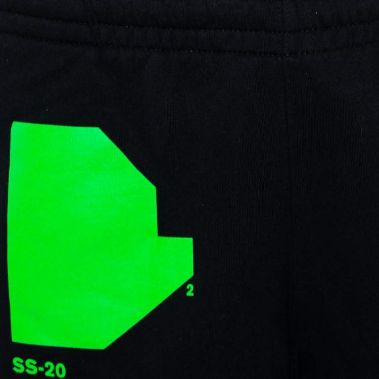 مملوكة مسبقًا Off-White Black Logo Printed Cotton Knit Bermuda Shorts L