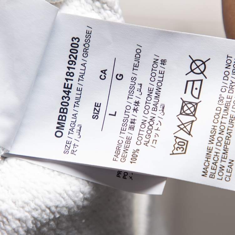 Pre Owned Off-White Ivory Cotton Logo Print Hooded Sweatshirt L