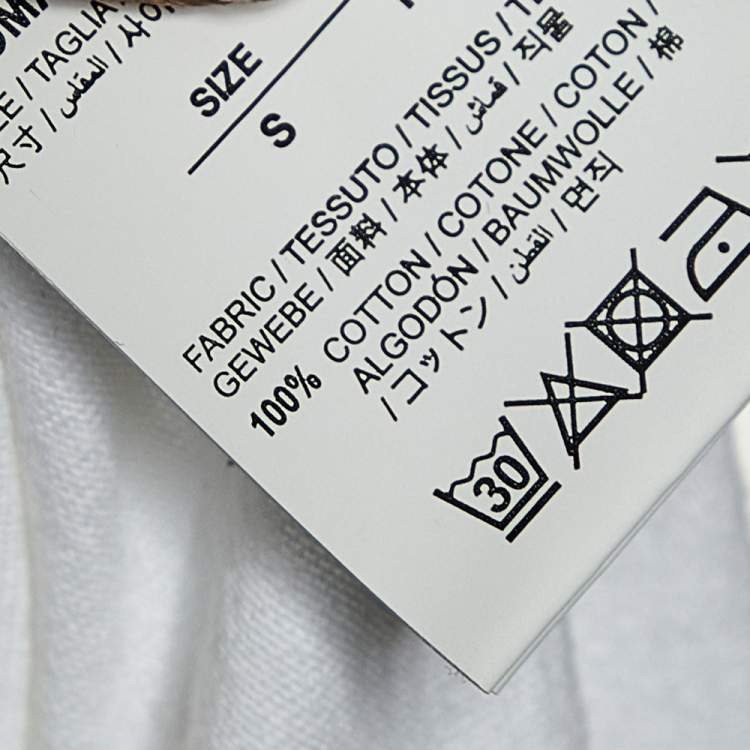 Pre Owned Off-White White Cotton Knit Logo Tape Printed Crewneck T-Shirt S