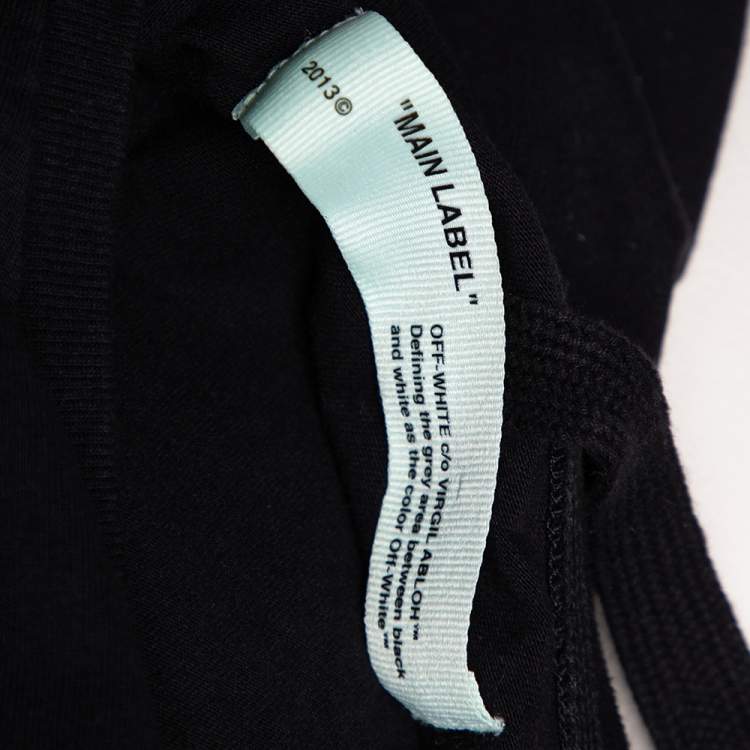 Pre Owned Off-White Black Logo Printed Cotton Crewneck T-shirt XS