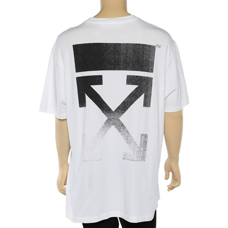 Pre Owned Off-White White Logo Printed Cotton Oversized T-Shirt M