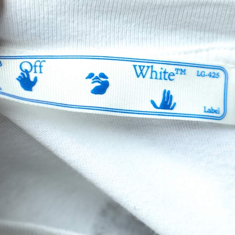 Pre Owned Off-White White Logo Printed Cotton Oversized T-Shirt M