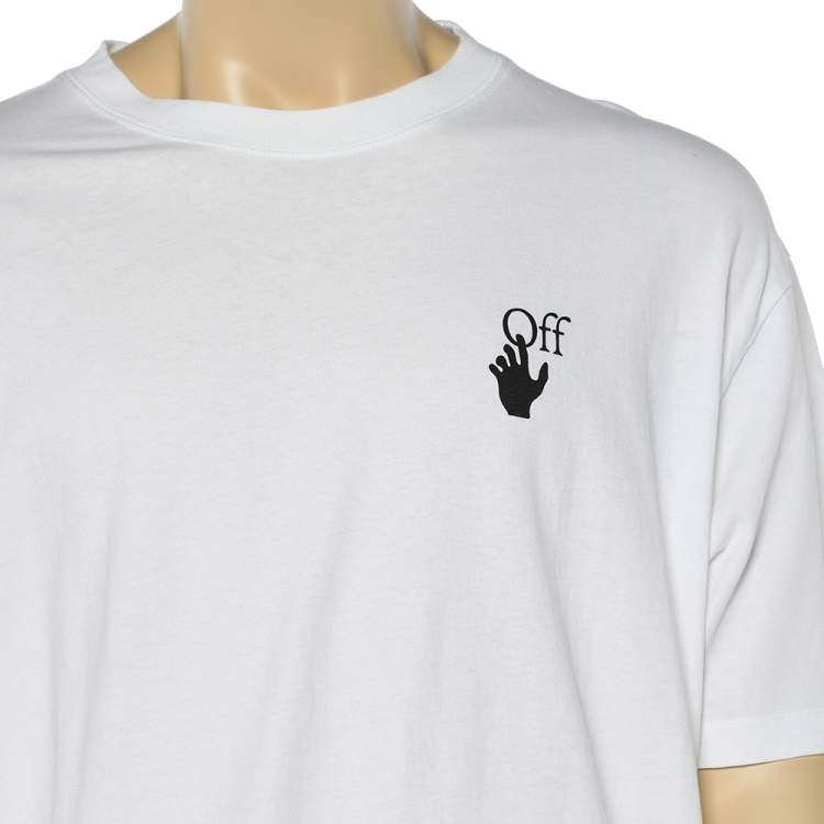 Pre Owned Off-White White Logo Printed Cotton Oversized T-Shirt M