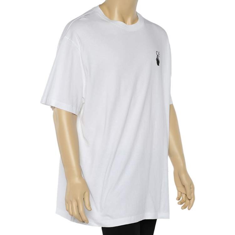 Pre Owned Off-White White Logo Printed Cotton Oversized T-Shirt M