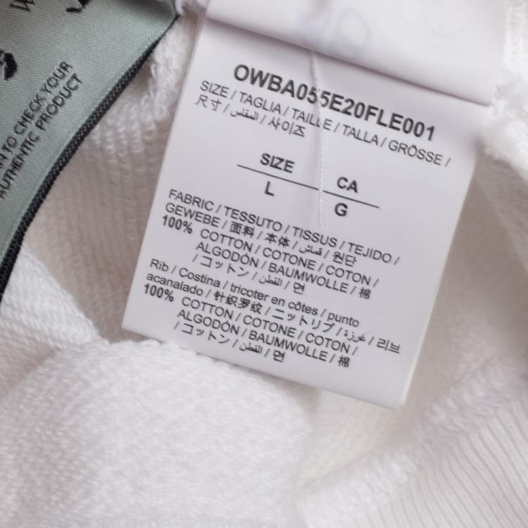 Pre Owned Off-White White Logo Printed Cotton Knit Sweater L