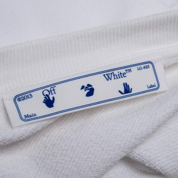 Pre Owned Off-White White Logo Printed Cotton Knit Sweater L