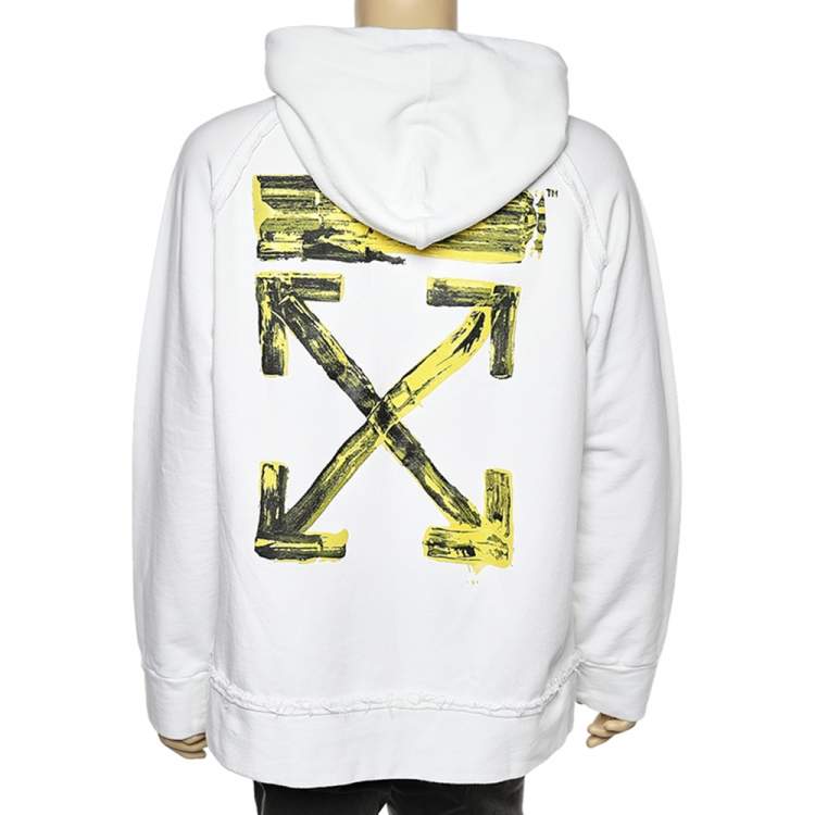 Pre Owned Off-White White Logo Print Cotton Long Sleeve Oversized Hoodie S