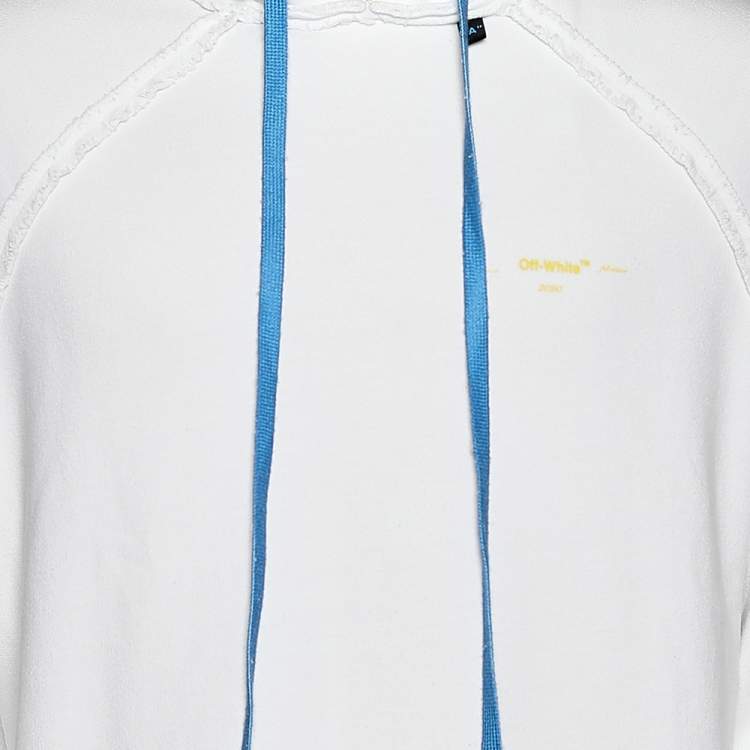 Pre Owned Off-White White Logo Print Cotton Long Sleeve Oversized Hoodie S